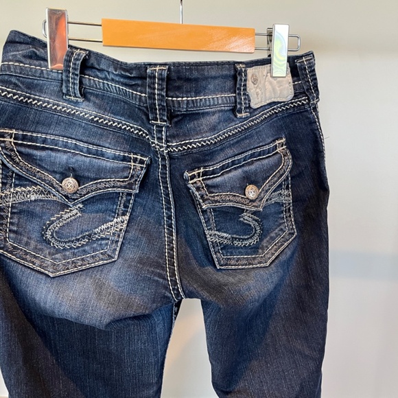 Silver Suki Flap Capris Dark Wash Distressed Denim Size 30 C004 - Picture 12 of 12